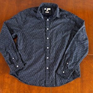 Boden Men's Cotton Dark Blue Dotted Shirt - Like New